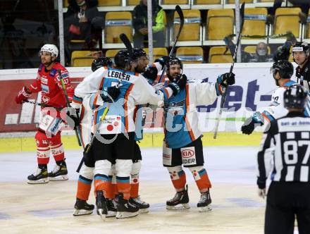 EBEL. Eishockey Bundesliga. KAC gegen	EHC Linz. Torjubel (Linz). Klagenfurt, am 25.9.2020.
Foto: Kuess
www.qspictures.net

---
pressefotos, pressefotografie, kuess, qs, qspictures, sport, bild, bilder, bilddatenbank