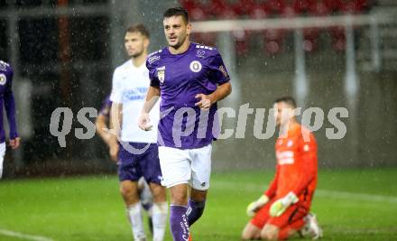 Fussball 2. Liga. SK Austria Klagenfurt gegen Young Violets Austria Wien.  Torjubel Darijo Pecirep (Klagenfurt). Klagenfurt, am 25.9.2020.
Foto: Kuess
www.qspictures.net
---
pressefotos, pressefotografie, kuess, qs, qspictures, sport, bild, bilder, bilddatenbank