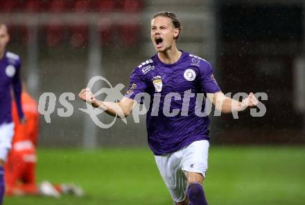 Fussball 2. Liga. SK Austria Klagenfurt gegen Young Violets Austria Wien.  Torjubel Patrick Greil (Klagenfurt). Klagenfurt, am 25.9.2020.
Foto: Kuess
www.qspictures.net
---
pressefotos, pressefotografie, kuess, qs, qspictures, sport, bild, bilder, bilddatenbank