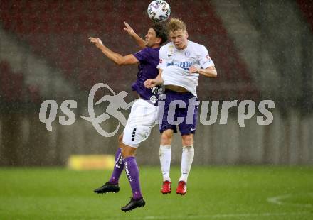 Fussball 2. Liga. SK Austria Klagenfurt gegen Young Violets Austria Wien.  Julian von Haacke, (Klagenfurt), Matthias Braunoeder  (Wien). Klagenfurt, am 25.9.2020.
Foto: Kuess
www.qspictures.net
---
pressefotos, pressefotografie, kuess, qs, qspictures, sport, bild, bilder, bilddatenbank