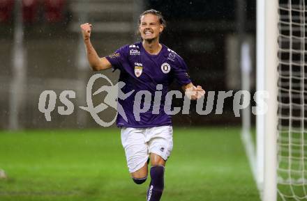 Fussball 2. Liga. SK Austria Klagenfurt gegen Young Violets Austria Wien.  Torjubel Patrick Greil (Klagenfurt). Klagenfurt, am 25.9.2020.
Foto: Kuess
www.qspictures.net
---
pressefotos, pressefotografie, kuess, qs, qspictures, sport, bild, bilder, bilddatenbank