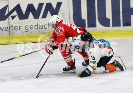 EBEL. Eishockey Bundesliga. KAC gegen	EHC Linz. Geier Manuel (KAC),   Hytonen Juha-Pekka (Linz). Klagenfurt, am 25.9.2020.
Foto: Kuess
www.qspictures.net

---
pressefotos, pressefotografie, kuess, qs, qspictures, sport, bild, bilder, bilddatenbank