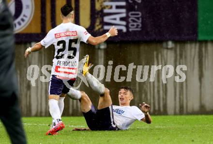 Fussball 2. Liga. SK Austria Klagenfurt gegen Young Violets Austria Wien.  Torjubel Muharem Huskovic (Wien). Klagenfurt, am 25.9.2020.
Foto: Kuess
www.qspictures.net
---
pressefotos, pressefotografie, kuess, qs, qspictures, sport, bild, bilder, bilddatenbank