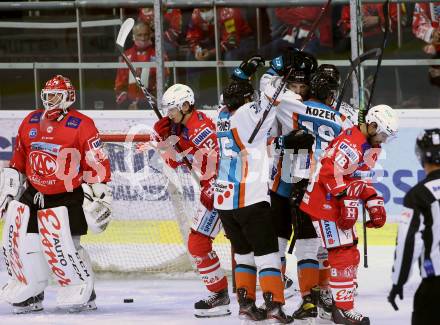 EBEL. Eishockey Bundesliga. KAC gegen	EHC Linz.  Torjubel   (Linz). Klagenfurt, am 25.9.2020.
Foto: Kuess
www.qspictures.net

---
pressefotos, pressefotografie, kuess, qs, qspictures, sport, bild, bilder, bilddatenbank