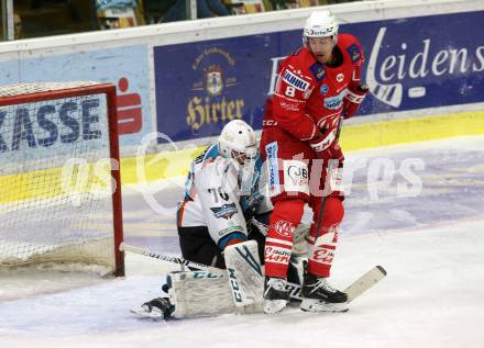 EBEL. Eishockey Bundesliga. KAC gegen	EHC Linz. Petersen Nicholas Eric (KAC), Kickert David  (Linz). Klagenfurt, am 25.9.2020.
Foto: Kuess
www.qspictures.net

---
pressefotos, pressefotografie, kuess, qs, qspictures, sport, bild, bilder, bilddatenbank