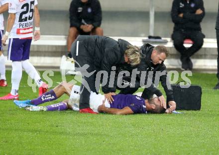 Fussball 2. Liga. SK Austria Klagenfurt gegen Young Violets Austria Wien.  Christiane Loinig (Teamarzt), Matej Vidovic (Masseur), Markus Pink (Klagenfurt). Klagenfurt, am 25.9.2020.
Foto: Kuess
www.qspictures.net
---
pressefotos, pressefotografie, kuess, qs, qspictures, sport, bild, bilder, bilddatenbank