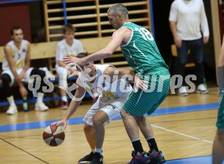 Basketball Zweite Liga 2020/2021. Grunddurchgang 1. Runde. Woerthersee Piraten gegen KOS Celovec. Jan-Arne Apschner (Piraten), Ales Primc (KOS Celovec). Klagenfurt, am 26.9.2020.
Foto: Kuess
www.qspictures.net

---
pressefotos, pressefotografie, kuess, qs, qspictures, sport, bild, bilder, bilddatenbank