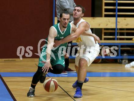 Basketball Zweite Liga 2020/2021. Grunddurchgang 1. Runde. Woerthersee Piraten gegen KOS Celovec. Andreas Nuck (Piraten), Anze Kos (KOS Celovec). Klagenfurt, am 26.9.2020.
Foto: Kuess
www.qspictures.net

---
pressefotos, pressefotografie, kuess, qs, qspictures, sport, bild, bilder, bilddatenbank