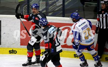 EBEL. Eishockey Bundesliga. VSV gegen HC TWK Innsbruck. Torjubel Deven Gregory Sideroff, Felix Girard (Innsbruck). Villach, am 27.9.2020.
Foto: Kuess
www.qspictures.net
---
pressefotos, pressefotografie, kuess, qs, qspictures, sport, bild, bilder, bilddatenbank