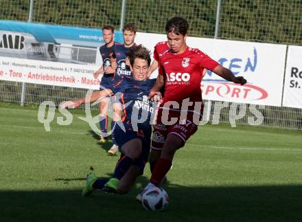 Fussball. Kaerntner Liga. Kraig gegen ATSV Wolfsberg.  Alexander Gerhard Krappinger (Kraig), Maximilian Sorger (Wolfsberg). Kraig, 26.9.2020.
Foto: Kuess
---
pressefotos, pressefotografie, kuess, qs, qspictures, sport, bild, bilder, bilddatenbank