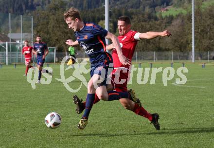 Fussball. Kaerntner Liga. Kraig gegen ATSV Wolfsberg. Martin Franz Alexander Lamzari (Kraig),  Patrick Pfennich (Wolfsberg). Kraig, 26.9.2020.
Foto: Kuess
---
pressefotos, pressefotografie, kuess, qs, qspictures, sport, bild, bilder, bilddatenbank