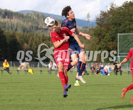 Fussball. Kaerntner Liga. Kraig gegen ATSV Wolfsberg. Maximilian Felsberger  (Kraig),  Thomas Heine (Wolfsberg). Kraig, 26.9.2020.
Foto: Kuess
---
pressefotos, pressefotografie, kuess, qs, qspictures, sport, bild, bilder, bilddatenbank