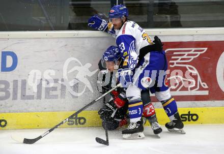 EBEL. Eishockey Bundesliga. VSV gegen HC TWK Innsbruck.  Martin Ulmer, (VSV), Christian Jennes  (Innsbruck). Villach, am 27.9.2020.
Foto: Kuess
www.qspictures.net
---
pressefotos, pressefotografie, kuess, qs, qspictures, sport, bild, bilder, bilddatenbank
