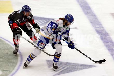 EBEL. Eishockey Bundesliga. VSV gegen HC TWK Innsbruck. Patrick Bjorkstrand,  (VSV), Samuel Michael Herr  (Innsbruck). Villach, am 27.9.2020.
Foto: Kuess
www.qspictures.net
---
pressefotos, pressefotografie, kuess, qs, qspictures, sport, bild, bilder, bilddatenbank