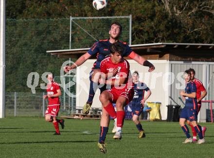Fussball. Kaerntner Liga. Kraig gegen ATSV Wolfsberg. Moritz Johannes Kirbach (Kraig),  Maximilian Sorger (Wolfsberg). Kraig, 26.9.2020.
Foto: Kuess
---
pressefotos, pressefotografie, kuess, qs, qspictures, sport, bild, bilder, bilddatenbank