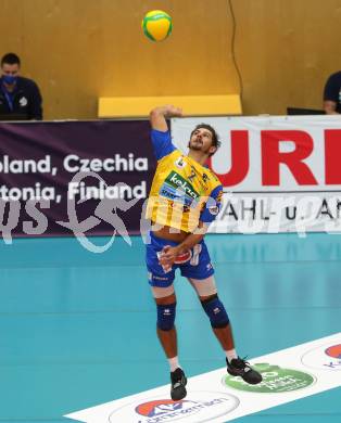 Volleyball. CEV Champions League Volley 2021 - Men First Round. SK Zadruga Aich/Dob gegen Dinamo Moscow.  Maximilian Landfahrer (Aich/Dob). Bleiburg, am 29.9.2020.
Foto: Kuess
www.qspictures.net
---
pressefotos, pressefotografie, kuess, qs, qspictures, sport, bild, bilder, bilddatenbank