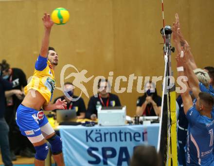 Volleyball. CEV Champions League Volley 2021 - Men First Round. SK Zadruga Aich/Dob gegen Dinamo Moscow.  Maximilian Landfahrer (Aich/Dob). Bleiburg, am 29.9.2020.
Foto: Kuess
www.qspictures.net
---
pressefotos, pressefotografie, kuess, qs, qspictures, sport, bild, bilder, bilddatenbank