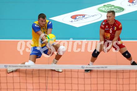 Volleyball. CEV Champions League Volley 2021 - Men First Round. SK Zadruga Aich/Dob gegen Dinamo Moscow.  Konrad Dariusz Formela, Manuel Steiner (Aich/Dob). Bleiburg, am 29.9.2020.
Foto: Kuess
www.qspictures.net
---
pressefotos, pressefotografie, kuess, qs, qspictures, sport, bild, bilder, bilddatenbank