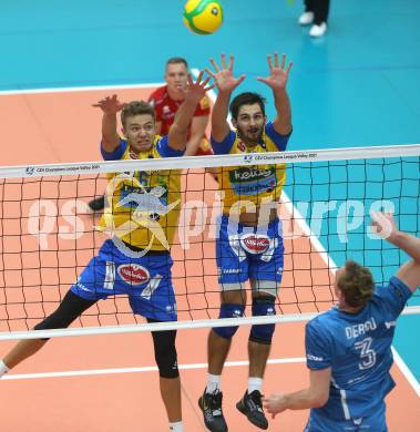 Volleyball. CEV Champions League Volley 2021 - Men First Round. SK Zadruga Aich/Dob gegen Dinamo Moscow.   Lukas Kuehl, Maximilian Landfahrer (Aich/Dob). Bleiburg, am 29.9.2020.
Foto: Kuess
www.qspictures.net
---
pressefotos, pressefotografie, kuess, qs, qspictures, sport, bild, bilder, bilddatenbank