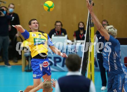 Volleyball. CEV Champions League Volley 2021 - Men First Round. SK Zadruga Aich/Dob gegen Dinamo Moscow.  Michal Hruska (Aich/Dob). Bleiburg, am 29.9.2020.
Foto: Kuess
www.qspictures.net
---
pressefotos, pressefotografie, kuess, qs, qspictures, sport, bild, bilder, bilddatenbank