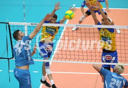 Volleyball. CEV Champions League Volley 2021 - Men First Round. SK Zadruga Aich/Dob gegen Dinamo Moscow.  Matthew Cole Passalent, Lukas Kuehl (Aich/Dob). Bleiburg, am 29.9.2020.
Foto: Kuess
www.qspictures.net
---
pressefotos, pressefotografie, kuess, qs, qspictures, sport, bild, bilder, bilddatenbank