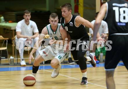 Basketball Zweite Liga 2020/2021. Grunddurchgang 2. Runde. KOS Celovec gegen RAIDERS Tirol. Jernej Heine Andolsek (KOS Celovec), Elvis Keric (Tirol). Klagenfurt, am 3.10.2020.
Foto: Kuess
www.qspictures.net

---
pressefotos, pressefotografie, kuess, qs, qspictures, sport, bild, bilder, bilddatenbank