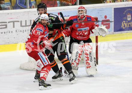 EBEL. Eishockey Bundesliga. KAC gegen	Moser Medical Graz99ers. Gregorc Blaz, Dahm Sebastian (KAC), (Graz). Klagenfurt, am 4.10.2020.
Foto: Kuess
www.qspictures.net

---
pressefotos, pressefotografie, kuess, qs, qspictures, sport, bild, bilder, bilddatenbank