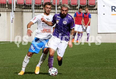Fussball 2. Liga. SK Austria Klagenfurt gegen FAC Wien. Koasmas Gkezos, (Klagenfurt), Milan Jurdik (Wien). Klagenfurt, am 4.10.2020.
Foto: Kuess
www.qspictures.net
---
pressefotos, pressefotografie, kuess, qs, qspictures, sport, bild, bilder, bilddatenbank