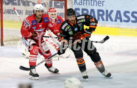 EBEL. Eishockey Bundesliga. KAC gegen	Moser Medical Graz99ers. Marcel Witting,  (KAC), Anthony Cameranesi (Graz). Klagenfurt, am 4.10.2020.
Foto: Kuess
www.qspictures.net

---
pressefotos, pressefotografie, kuess, qs, qspictures, sport, bild, bilder, bilddatenbank