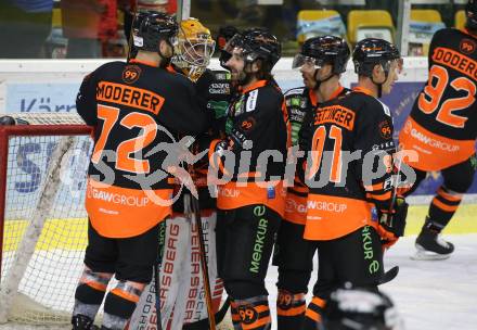 EBEL. Eishockey Bundesliga. KAC gegen	Moser Medical Graz99ers. Jubel Graz. Klagenfurt, am 4.10.2020.
Foto: Kuess
www.qspictures.net

---
pressefotos, pressefotografie, kuess, qs, qspictures, sport, bild, bilder, bilddatenbank