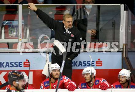 EBEL. Eishockey Bundesliga. KAC gegen	Moser Medical Graz99ers. Trainer Petri Matikainen (KAC). Klagenfurt, am 4.10.2020.
Foto: Kuess
www.qspictures.net

---
pressefotos, pressefotografie, kuess, qs, qspictures, sport, bild, bilder, bilddatenbank