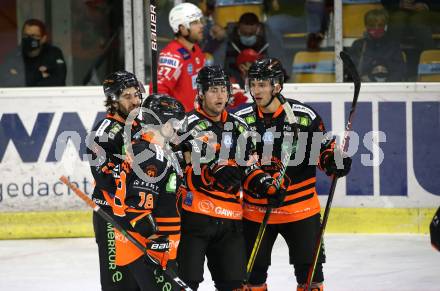 EBEL. Eishockey Bundesliga. KAC gegen	Moser Medical Graz99ers. Torjubel  (Graz). Klagenfurt, am 4.10.2020.
Foto: Kuess
www.qspictures.net

---
pressefotos, pressefotografie, kuess, qs, qspictures, sport, bild, bilder, bilddatenbank
