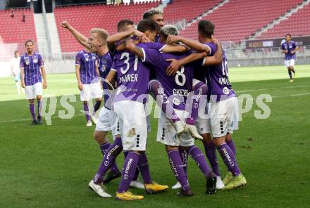 Fussball 2. Liga. SK Austria Klagenfurt gegen FAC Wien. Torjubel Kosmas Gkezos, Markus Pink, Thorsten Mahrer, Maximiliano Romero Moreira, Oliver Markoutz, Ivan Saravanja, Christopher Cvetko (Klagenfurt). Klagenfurt, am 4.10.2020.
Foto: Kuess
www.qspictures.net
---
pressefotos, pressefotografie, kuess, qs, qspictures, sport, bild, bilder, bilddatenbank