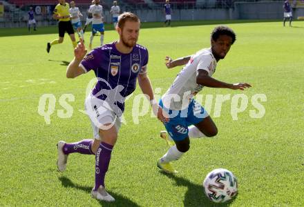 Fussball 2. Liga. SK Austria Klagenfurt gegen FAC Wien. Markus Rusek, (Klagenfurt), Flavio Dos Santos Dias (Wien). Klagenfurt, am 4.10.2020.
Foto: Kuess
www.qspictures.net
---
pressefotos, pressefotografie, kuess, qs, qspictures, sport, bild, bilder, bilddatenbank