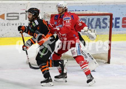 EBEL. Eishockey Bundesliga. KAC gegen	Moser Medical Graz99ers. David Maier, (KAC), Travis Oleksuk (Graz). Klagenfurt, am 4.10.2020.
Foto: Kuess
www.qspictures.net

---
pressefotos, pressefotografie, kuess, qs, qspictures, sport, bild, bilder, bilddatenbank
