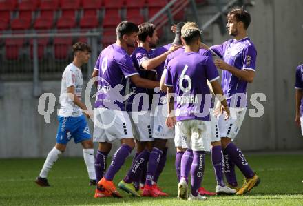 Fussball 2. Liga. SK Austria Klagenfurt gegen FAC Wien. Torjubel Mc Moordy King Huether, Julian von Haacke, Markus Rusek, Darijo Pecirep, Thorsten Mahrer (Klagenfurt). Klagenfurt, am 4.10.2020.
Foto: Kuess
www.qspictures.net
---
pressefotos, pressefotografie, kuess, qs, qspictures, sport, bild, bilder, bilddatenbank