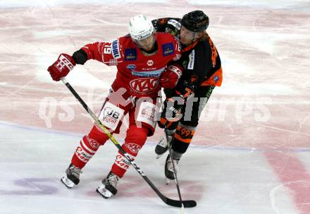 EBEL. Eishockey Bundesliga. KAC gegen	Moser Medical Graz99ers. Stefan Geier,  (KAC), Philipp Lindner (Graz). Klagenfurt, am 4.10.2020.
Foto: Kuess
www.qspictures.net

---
pressefotos, pressefotografie, kuess, qs, qspictures, sport, bild, bilder, bilddatenbank