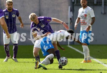 Fussball 2. Liga. SK Austria Klagenfurt gegen FAC Wien. Christopher Cvetko, (Klagenfurt), Flavio Dos Santos Dias (Wien). Klagenfurt, am 4.10.2020.
Foto: Kuess
www.qspictures.net
---
pressefotos, pressefotografie, kuess, qs, qspictures, sport, bild, bilder, bilddatenbank