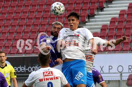 Fussball 2. Liga. SK Austria Klagenfurt gegen FAC Wien. Koasmas Gkezos,  (Klagenfurt), Tin Plavotic (Wien). Klagenfurt, am 4.10.2020.
Foto: Kuess
www.qspictures.net
---
pressefotos, pressefotografie, kuess, qs, qspictures, sport, bild, bilder, bilddatenbank