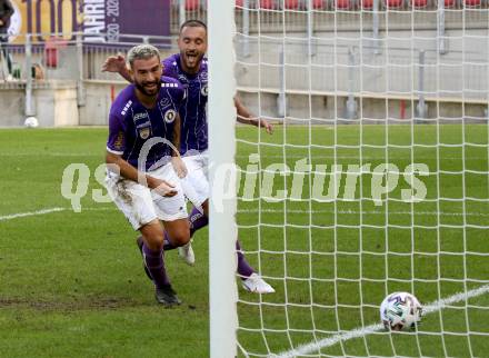 Fussball 2. Liga. SK Austria Klagenfurt gegen FAC Wien. Torjubel Kosmas Gkezos, Markus Pink (Klagenfurt). Klagenfurt, am 4.10.2020.
Foto: Kuess
www.qspictures.net
---
pressefotos, pressefotografie, kuess, qs, qspictures, sport, bild, bilder, bilddatenbank