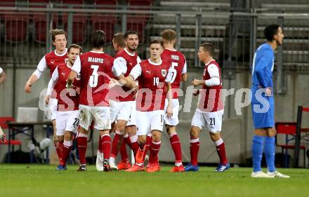 Fussball Laenderspiel. Oesterreich gegen Griechenland. Torjubel Adrian Grbic, Christoph Baumgartner (Oesterreich). Klagenfurt Woerthersee Stadion, am 7.10.2020.
Foto: Kuess
www.qspictures.net
---
pressefotos, pressefotografie, kuess, qs, qspictures, sport, bild, bilder, bilddatenbank