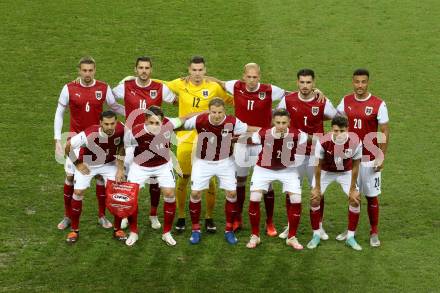 Fussball Laenderspiel. Oesterreich gegen Griechenland. Stefan Ilsanker, Aleksandar Dragovic, Christopher Trimmel, Julian Baumgartlinger, Pavao Pervan, Martin Hinteregger, Raphael Holzhauser, Marco Friedl, Adrian Grbic, Alessandro Schoepf and Karim Onisiwo  (Oesterreich). Klagenfurt Woerthersee Stadion, am 7.10.2020.
Foto: Kuess
www.qspictures.net
---
pressefotos, pressefotografie, kuess, qs, qspictures, sport, bild, bilder, bilddatenbank
