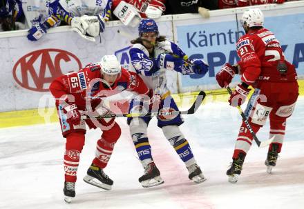 EBEL. Eishockey Bundesliga. KAC gegen	VSV. Kernberger Michael (KAC),  Wappis Christof (VSV). Klagenfurt, am 9.10.2020.
Foto: Kuess
www.qspictures.net

---
pressefotos, pressefotografie, kuess, qs, qspictures, sport, bild, bilder, bilddatenbank