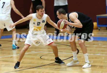 Basketball Zweite Liga 2020/2021. Grunddurchgang 3. Runde. Woerthersee Piraten gegen  RAIDERS Tirol. Jan-Arne Apschner,  (Piraten), Oliver Vujakovic (Tirol). Klagenfurt, am 10.10.2020.
Foto: Kuess
www.qspictures.net

---
pressefotos, pressefotografie, kuess, qs, qspictures, sport, bild, bilder, bilddatenbank