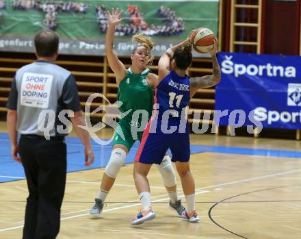 Basketball Damen Superliga 2020/2021. Grunddurchgang 2. Runde.  KOS Celovec Damen gegen UBSC-DBBC Graz. Tina More (KOS Celovec), Ramona Salinas (Graz). Klagenfurt, am 11.10.2020.
Foto: Kuess
www.qspictures.net

---
pressefotos, pressefotografie, kuess, qs, qspictures, sport, bild, bilder, bilddatenbank