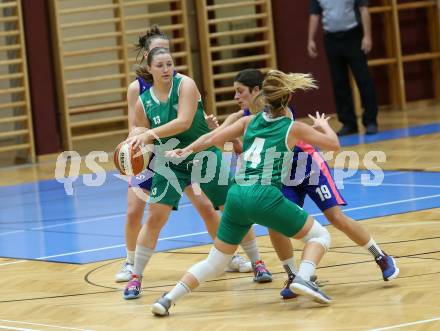 Basketball Damen Superliga 2020/2021. Grunddurchgang 2. Runde.  KOS Celovec Damen gegen UBSC-DBBC Graz. Lena Weissenbrunner, Tina More (KOS Celovec), Ajla Meskic, Simone Kuzma (Graz). Klagenfurt, am 11.10.2020.
Foto: Kuess
www.qspictures.net

---
pressefotos, pressefotografie, kuess, qs, qspictures, sport, bild, bilder, bilddatenbank