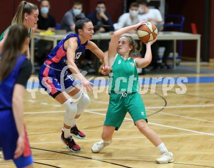Basketball Damen Superliga 2020/2021. Grunddurchgang 2. Runde.  KOS Celovec Damen gegen UBSC-DBBC Graz. Monika Ristic (KOS Celovec), Eni Nizamic (Graz). Klagenfurt, am 11.10.2020.
Foto: Kuess
www.qspictures.net

---
pressefotos, pressefotografie, kuess, qs, qspictures, sport, bild, bilder, bilddatenbank