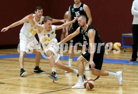 Basketball Zweite Liga 2020/2021. Grunddurchgang 3. Runde. Woerthersee Piraten gegen  RAIDERS Tirol. Lukas Simoner,  (Piraten), Bogdan Rakic (Tirol). Klagenfurt, am 10.10.2020.
Foto: Kuess
www.qspictures.net

---
pressefotos, pressefotografie, kuess, qs, qspictures, sport, bild, bilder, bilddatenbank