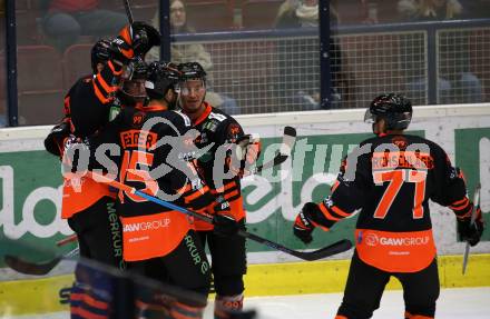 EBEL. Eishockey Bundesliga. VSV gegen Moser Medical Graz99ers.  Torjubel Adis Alagic, Joel Broda, Amadeus Egger, Oliver Setzinger, Erik Kirchschlaeger  (Graz). Villach, am 11.10.2020.
Foto: Kuess
www.qspictures.net
---
pressefotos, pressefotografie, kuess, qs, qspictures, sport, bild, bilder, bilddatenbank