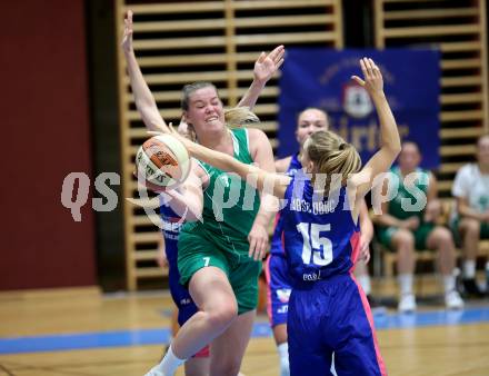 Basketball Damen Superliga 2020/2021. Grunddurchgang 2. Runde.  KOS Celovec Damen gegen UBSC-DBBC Graz. Nikolina Sofric (KOS Celovec),  Nina Winter (Graz). Klagenfurt, am 11.10.2020.
Foto: Kuess
www.qspictures.net

---
pressefotos, pressefotografie, kuess, qs, qspictures, sport, bild, bilder, bilddatenbank